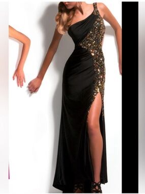 mac duggal prom black and gold dress 2 NWT